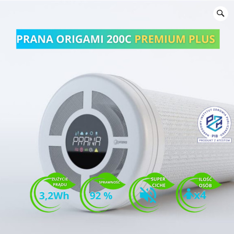 ZESTAW OCZYSZCZACZ POWIETRZA PRANA AIR CLEANER PRO + REKUPERATOR PRANA ORIGAMI 200C PREMIUM PLUS